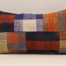 Turkish Kilim Pillow Patchwork Throw Pillow Accent Sofa Lumbar Covers 12X20 in - 30 X 50 cm 4Oef-1031 - thumbnail 2
