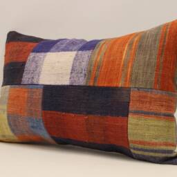 Turkish Kilim Pillow Patchwork Throw Pillow Accent Sofa Lumbar Covers 12X20 in - 30 X 50 cm 4Oef-1031 - thumbnail 3