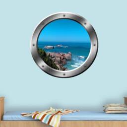 Ocean Wall Decal Nature Scene Porthole Peel & Stick Mural - Vwaq Sp38 - thumbnail 1