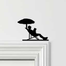Door Topper Man Sunbathing Various Colours Top Of Decorative Sign - Sign, Novelty Wall Decor, Frame Art, Art - thumbnail 1