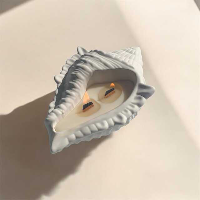 Hand Poured Conch Shell Candle Scented Soy Wax With Wood Wick - image 1