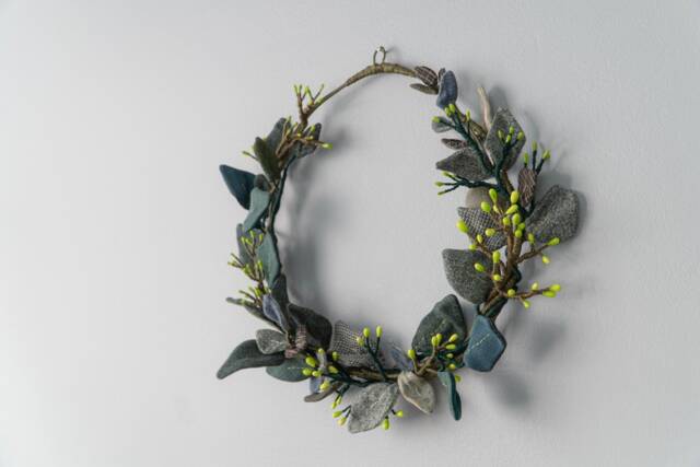Fabric Eucalyptus Wreath - Textile Door Botanical Wall Art - image 1