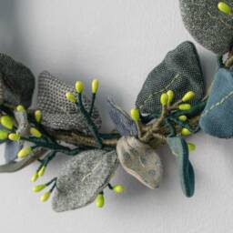 Fabric Eucalyptus Wreath - Textile Door Botanical Wall Art - thumbnail 4