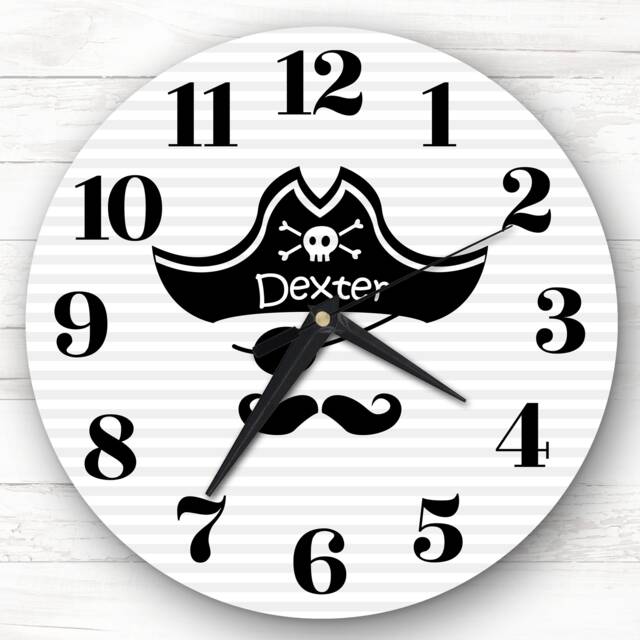Kids Room Pirate Hat Custom Gift Personalised Clock - image 1
