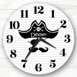 Kids Room Pirate Hat Custom Gift Personalised Clock - thumbnail 1