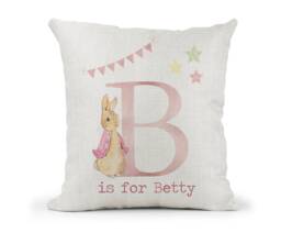 Personalised Peter Rabbit Flopsy Cushiongirls Pink Letter Giftbedroom Decordaughtergranddaughtergoddaughter - thumbnail 1