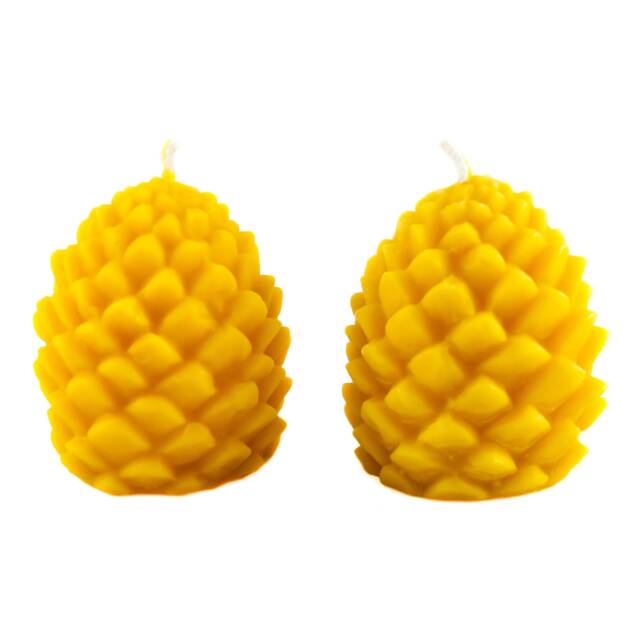 2 Candles Made Of 100% Beeswax Pieces Golden Yellow Cones Handmade Quality Wick From Germany Honey Scent Natural Candle - image 1