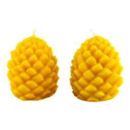 2 Candles Made Of 100% Beeswax Pieces Golden Yellow Cones Handmade Quality Wick From Germany Honey Scent Natural Candle