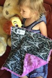 "Black & Lavender Eiffel Tower Mini Paris Themed Baby Blanket, ""Tina's Journey" - thumbnail 1