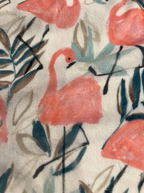 Free Embroidery Flamingos Satin Back Or Double Minky With Edge 30 X 35 Baby Blanket - image 1