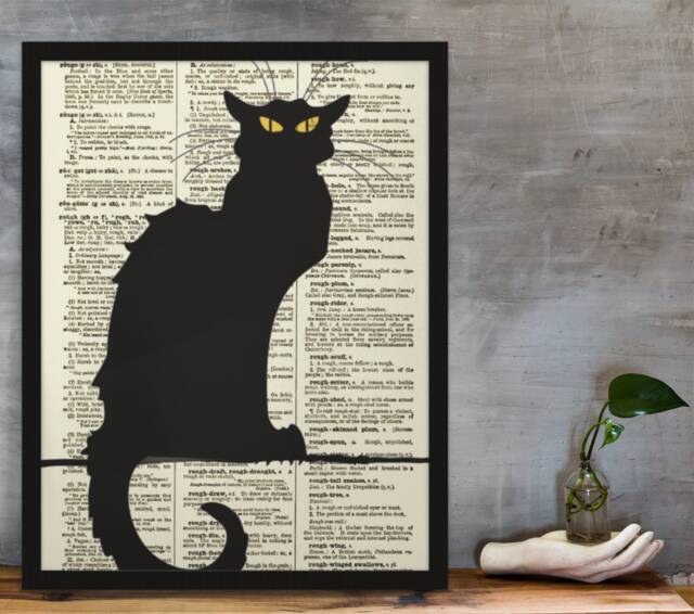 Le Chat Noir Antique Dictionary Art Print, French Decor - image 1