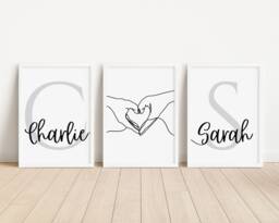 Personalised Couple Print Custom Line Art Portrait Anniversary Gift Bedroom Wall Decor Love - thumbnail 1