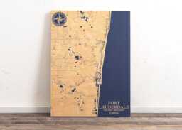 Fort Lauderdale, Florida Map - Engraved Wood Coastal Wall Art Sign, Beach House Home Decor Nautical Print, Unique Personalized Family Gift - thumbnail 1