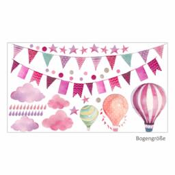 015 Wall Decal Garland Pennant Chain Balloon Cloud Rain Stars Pink Berry Purple Nikima in 6 Different Versions. Sizes - thumbnail 1