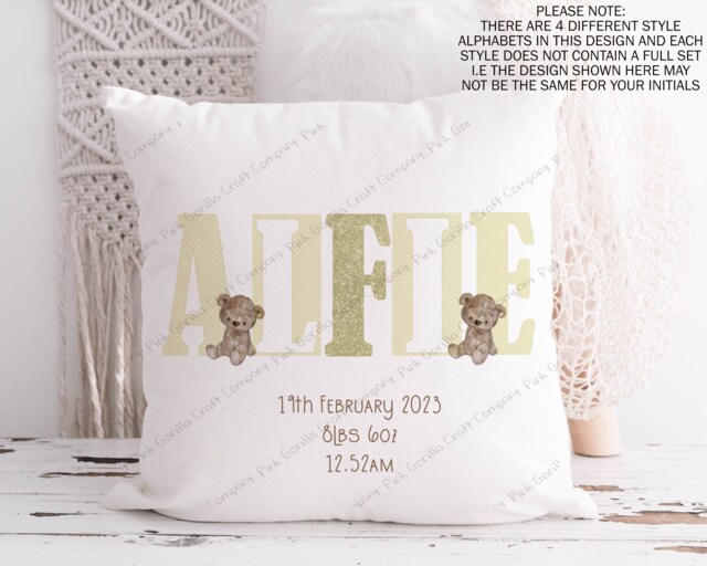 New Baby Gift, Christening Gift For Baby, Keepsake, Childs Bedroom Cushion, Nursery Decor, Grandchild - image 1