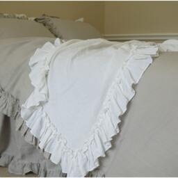 Stone Grey Ruffled Duvet Cover Handmade With Vintage Ruffle Style, Linen Bedding, Shabby Chic Bedding - thumbnail 2