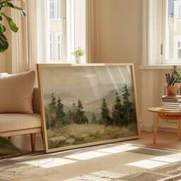 Cedar Forest Poster, Misty Valley Print, Nature Wall Art, Paper - thumbnail 4