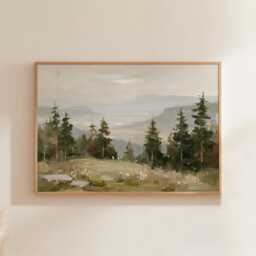 Cedar Forest Poster, Misty Valley Print, Nature Wall Art, Paper - thumbnail 1