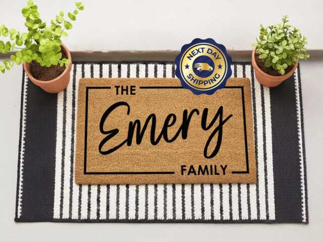 Bespoke Coir Doormat - Custom Name Outdoor Rug Porch Gift - image 1