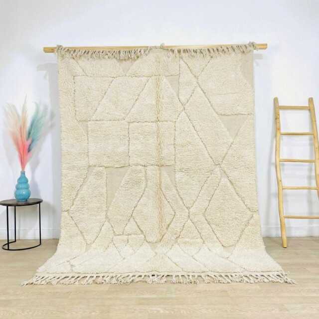 Hand Tufted Ivory Moroccan Berber Rug, Handwoven Wool Shag Boho Nursery Authentic Beni Ourain Carpet, Large 9x12 Area Rug - image 1