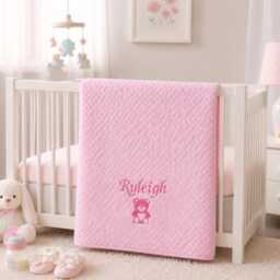 Personalised Baby Blanket, Embroidered Blanket Wrap, Newborn Gift, Shower, Luxury - thumbnail 2