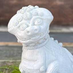 Chinese Guardian Lion Sculpture Concrete Foo Dog Statue Asian Protector Figurine Outdoor Feng Shui Decor Stone Oriental Ornament Gift - thumbnail 2