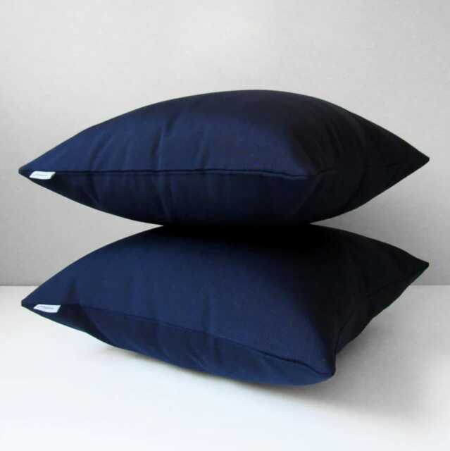 Navy Sunbrella?? Outdoor Pillow Cover, Decorative Blue Cushions For Boat & Patio Seating, Nautical Vibe Pool Loungers, Mazizmuse - image 1