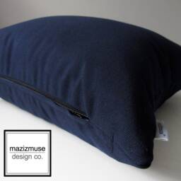 Navy Sunbrella?? Outdoor Pillow Cover, Decorative Blue Cushions For Boat & Patio Seating, Nautical Vibe Pool Loungers, Mazizmuse - thumbnail 2