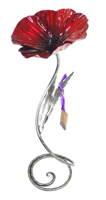 Handcrafted Red Poppy Sculpture Military Remembrance Gift Veteran's Day Metal Centrepiece Handmade Anniversary Present Army Navy Raf - image 1