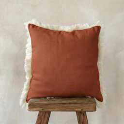 Linen Pillow Cover With Fringe, Natural Throw Covers, Square Or Lumbar Decorative Pillows - thumbnail 2