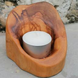 Tealight Candle Holder, Handmade, Wood Home Decor, Olive Wood, Rustic Holder - thumbnail 3
