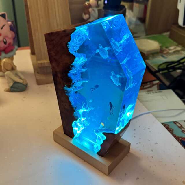 3D Resin Sea Turtle Table Lamp, Handmade & Customizable, Wall Decor Or Desk Light, Scuba Diver Gift For Husband Son, Birthday Holiday - image 1