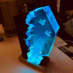 3D Resin Sea Turtle Table Lamp, Handmade & Customizable, Wall Decor Or Desk Light, Scuba Diver Gift For Husband Son, Birthday Holiday - thumbnail 3