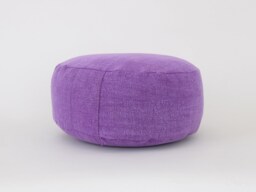 Kapok Filled Zafu Cushion, Purple Stonewash Cotton Meditation Pillow