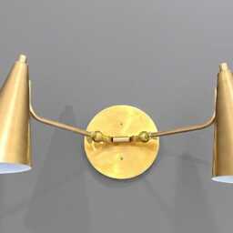 Handcrafted Brass Double Wall Sconce Mid-Century Modern Lighting Fixture - thumbnail 2