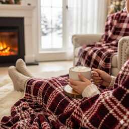 Christmas Throw Blanket, Holiday Decor Gift For Home & Family Cozy Fleece Throw, Family, Unique Design