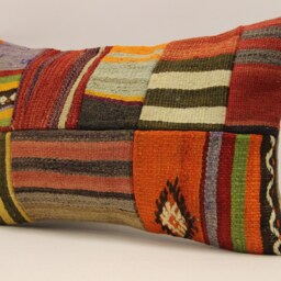 Lumbar Pillow, Patchwork Sofa Pillow, 12x20 in 30x50 cm, Vintage Turkish Kilim Pillow, Home Cushion Cover Boho Pillow Koef-964 - thumbnail 3