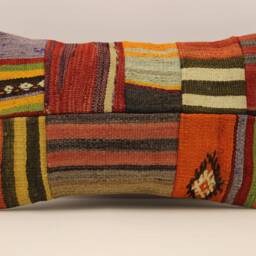 Lumbar Pillow, Patchwork Sofa Pillow, 12x20 in 30x50 cm, Vintage Turkish Kilim Pillow, Home Cushion Cover Boho Pillow Koef-964 - thumbnail 2