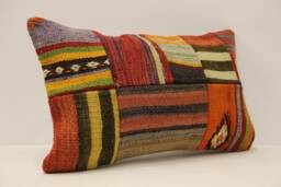 Lumbar Pillow, Patchwork Sofa Pillow, 12x20 in 30x50 cm, Vintage Turkish Kilim Pillow, Home Cushion Cover Boho Pillow Koef-964