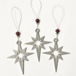 Hanging Christmas Star - Set Of 3 Decoration, Quirky Pewter Handmade Uk, Decoration - thumbnail 1