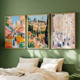 Set Of 3 Israel Posters, Middle East Travel Prints, Holy Land Wall Art Set, Jerusalem Decor, Ancient Art, Historic Prints - thumbnail 2