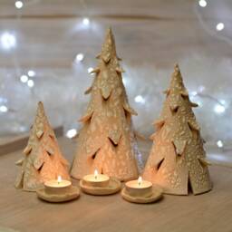 Christmas Ceramic Tree Lanterns Set Of Three - thumbnail 3