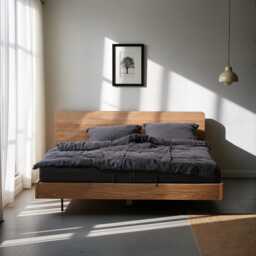 Wolke Scandinavian Bed Frame Handmade Oak, Ideal Minimalist Wooden Furniture For Loft Bedroom - thumbnail 1
