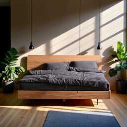 Wolke Scandinavian Bed Frame Handmade Oak, Ideal Minimalist Wooden Furniture For Loft Bedroom - thumbnail 2