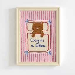 Cosy As A Kitten - Bright Girls Room Toddler Poster Playroom Print Modern Toddler Decor - thumbnail 1
