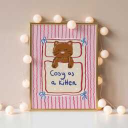 Cosy As A Kitten - Bright Girls Room Toddler Poster Playroom Print Modern Toddler Decor - thumbnail 3