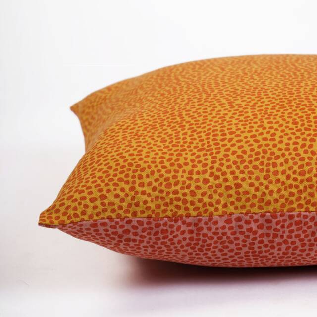 Mustard Yellow & Terracotta Reversible Throw Pillow Cover, Dot Print, Cotton Pillow, Sizes Available - image 1