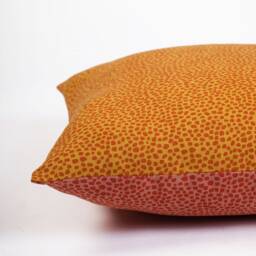 Mustard Yellow & Terracotta Reversible Throw Pillow Cover, Dot Print, Cotton Pillow, Sizes Available - thumbnail 1