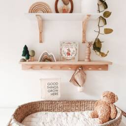 Tasmanian Oak Peg Rail Shelf - Nursery Coat Rack - thumbnail 3