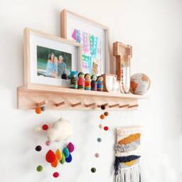 Tasmanian Oak Peg Rail Shelf - Nursery Coat Rack